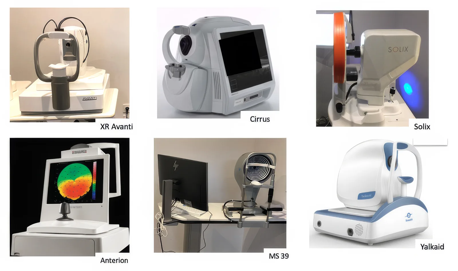 Six anterior-segment OCT systems capable of corneal epithelial mapping: XR Avanti, Cirrus, Solix, Anterion, MS 39 and Yalkaid