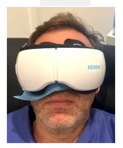 Quantum Molecular Resonance: Rexon Eye mask worn by a patient